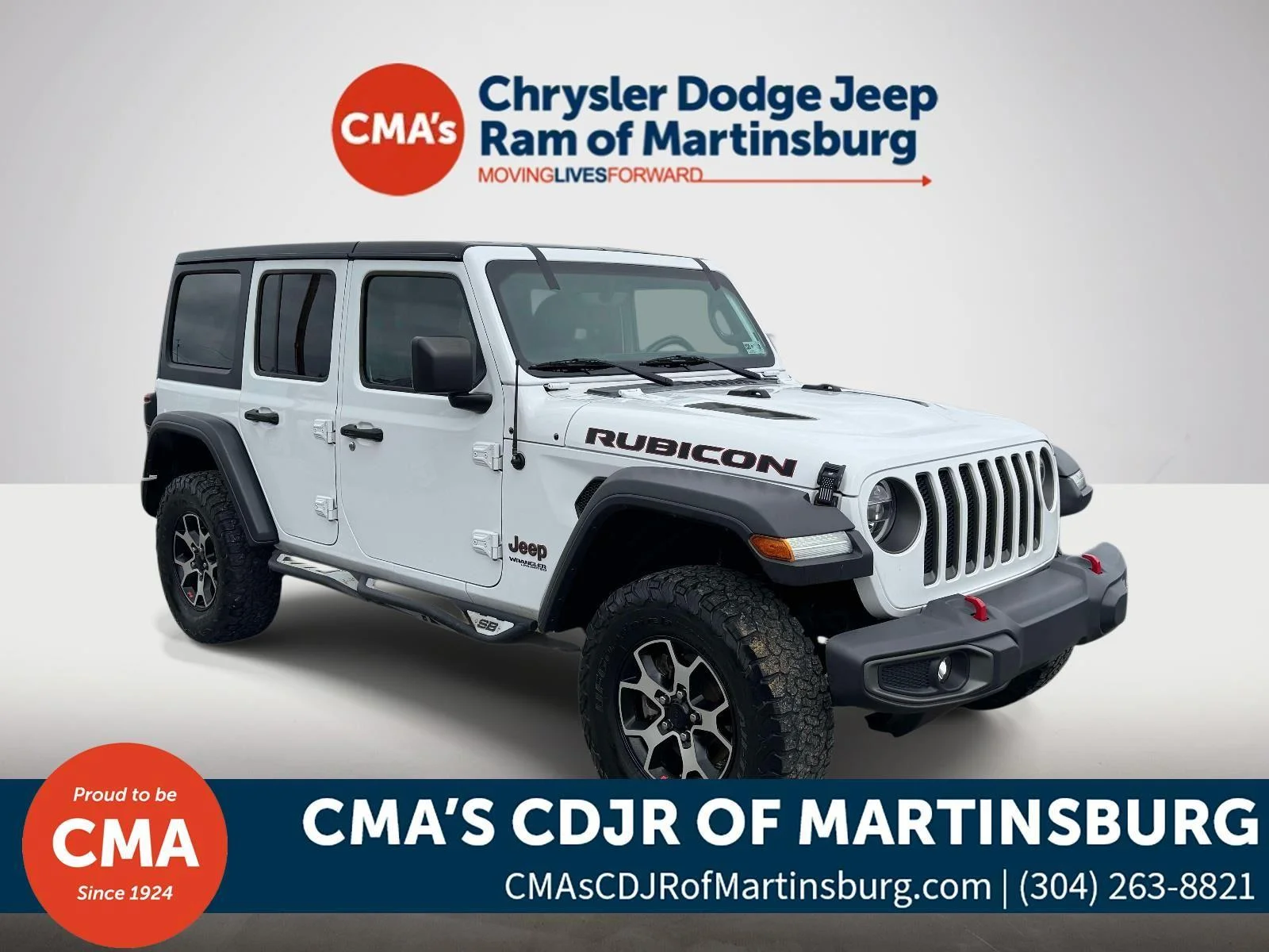 Used 2020 Bright White Clearcoat Jeep Rubicon image 1
