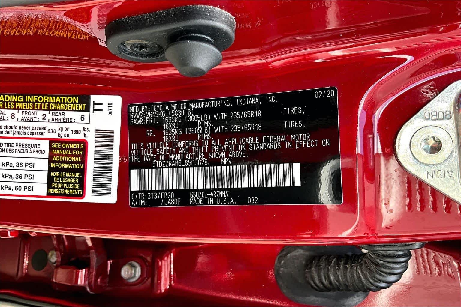 Used 2020 Ruby Flare Pearl Toyota LE image 34