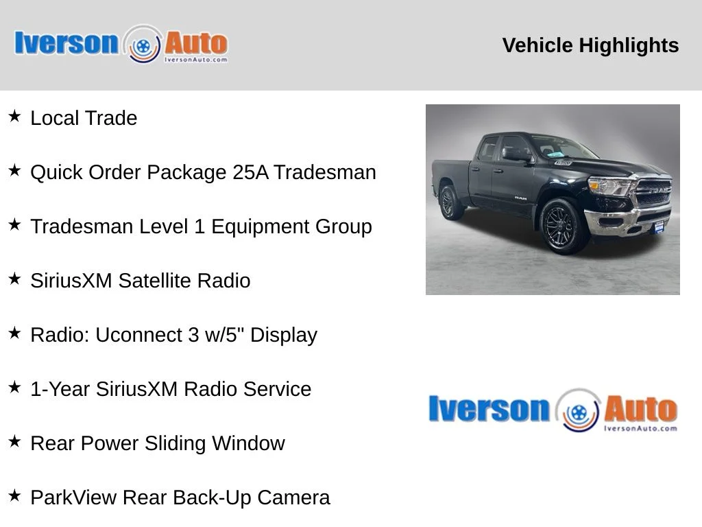 Used 2019 RAM Ram 1500 Tradesman with VIN 1C6SRFCT9KN607311 for sale in Huron, SD