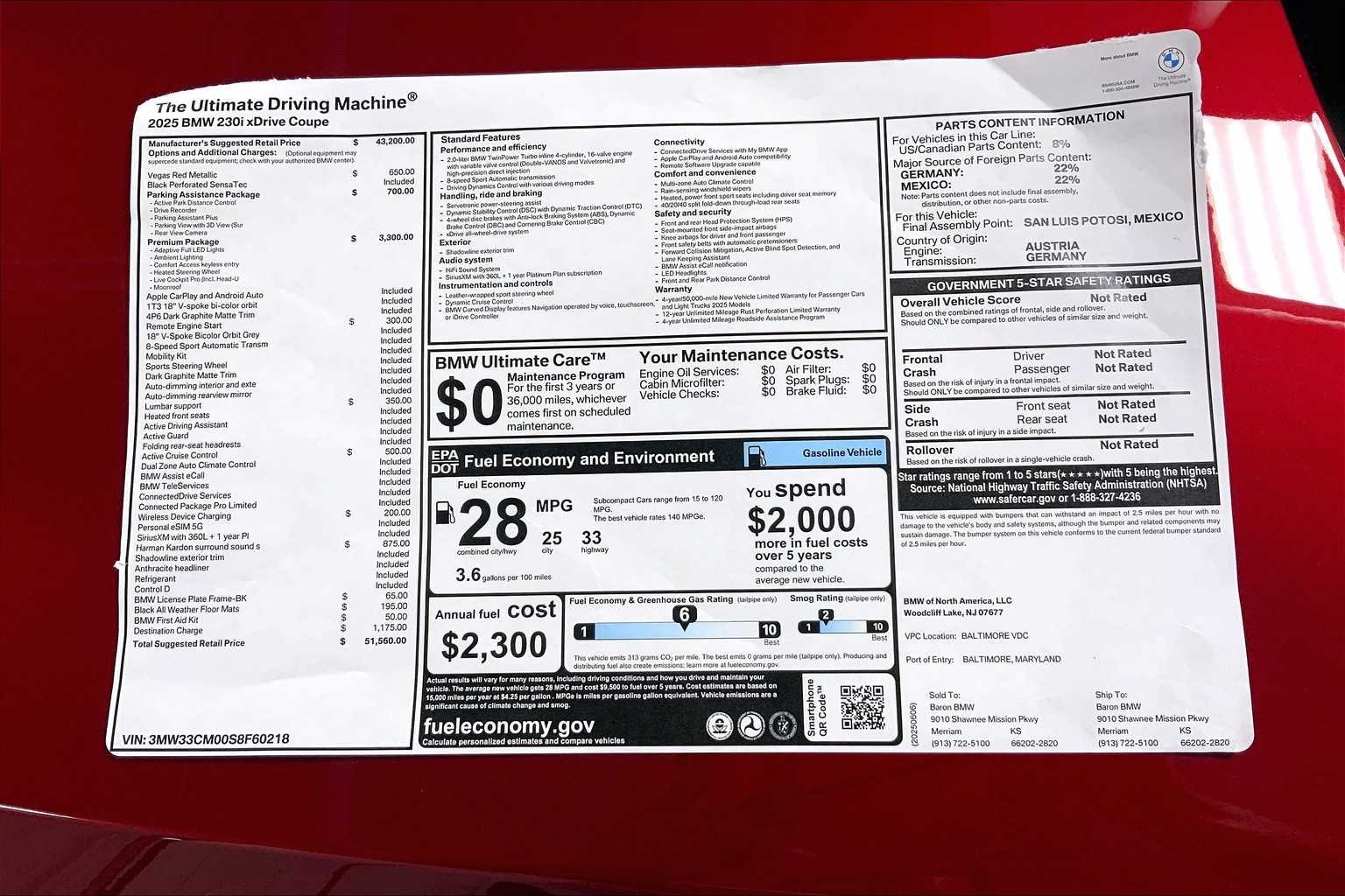Used 2025 Vegas Red Metallic BMW 230i xDrive image 22