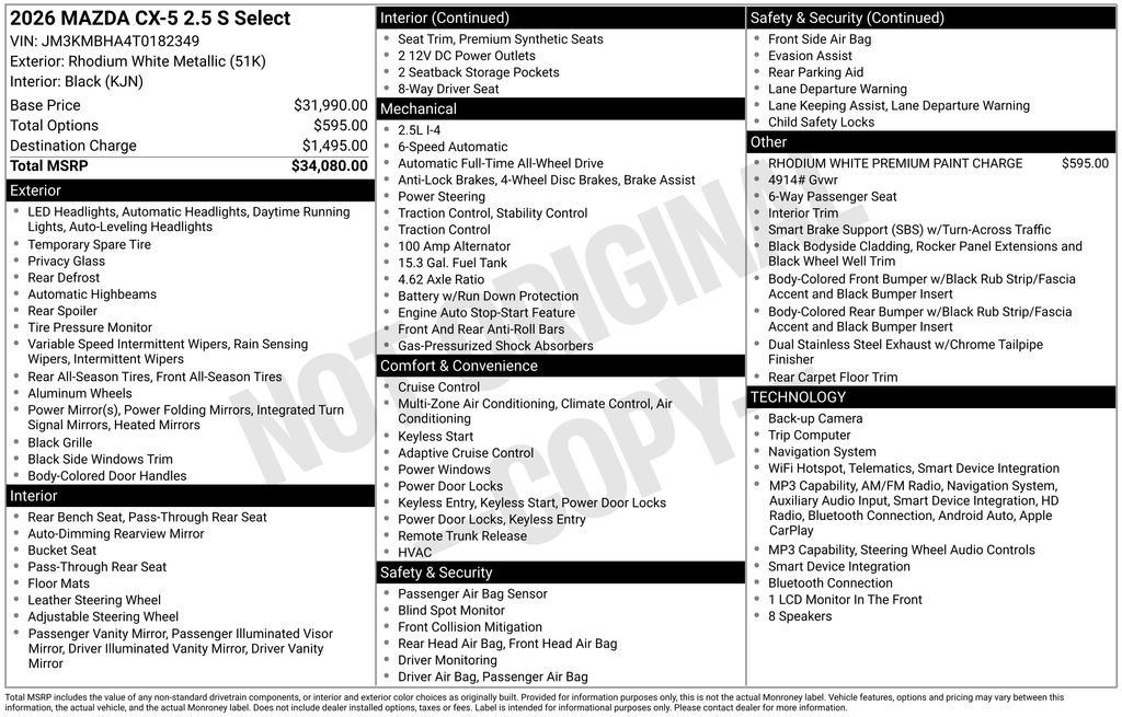 New 2026 Rhodium White Metallic Mazda 2.5 S Select AWD image 4