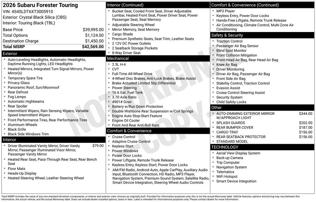 Used 2026 Black Subaru Touring image 8