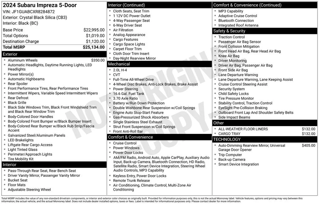 Certified Used 2024 Black Subaru Base image 3