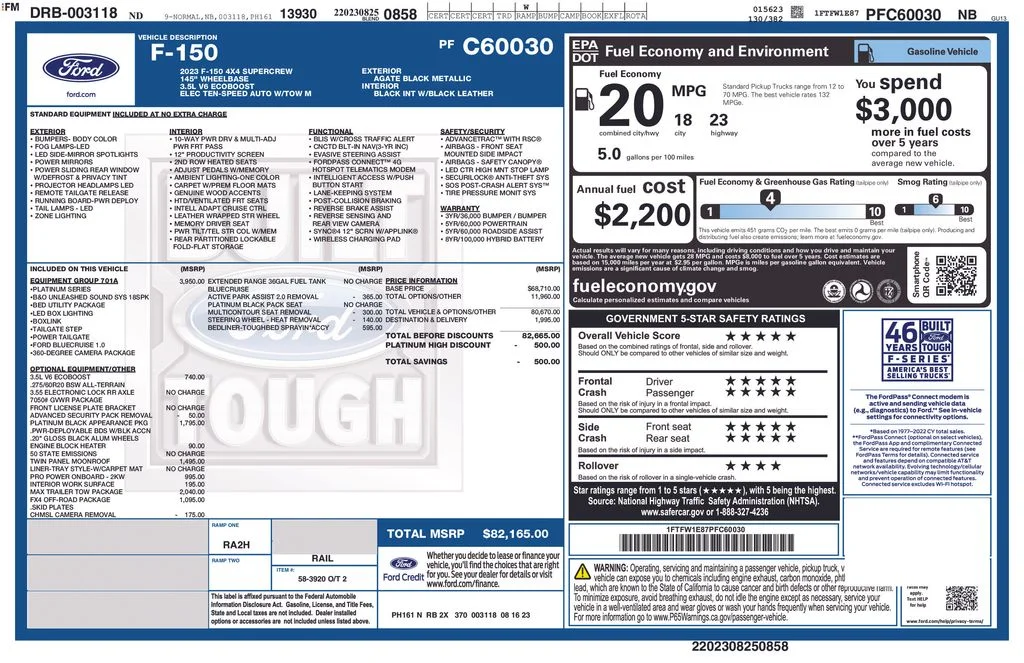 Used 2023 Black Metallic Ford Platinum image 36