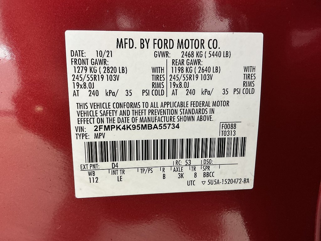 Certified Used 2021 Rapid Red Metallic Tinted Clearcoat Ford Titanium image 15