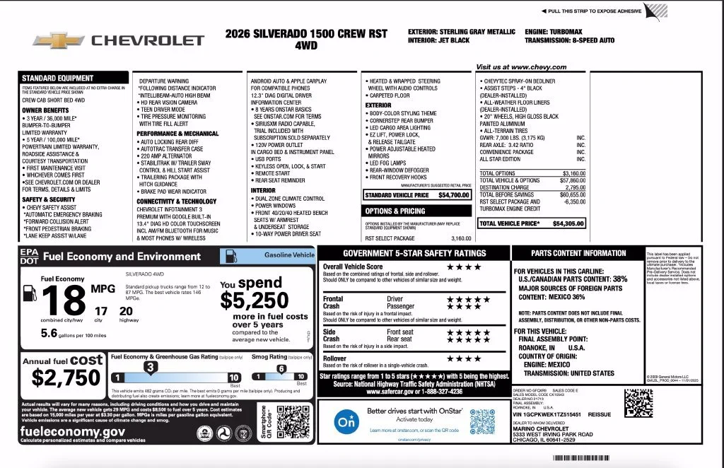 New 2026 Sterling Gray Metallic Chevrolet RST image 2