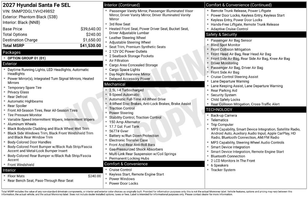 New 2027 Black Hyundai SEL image 4