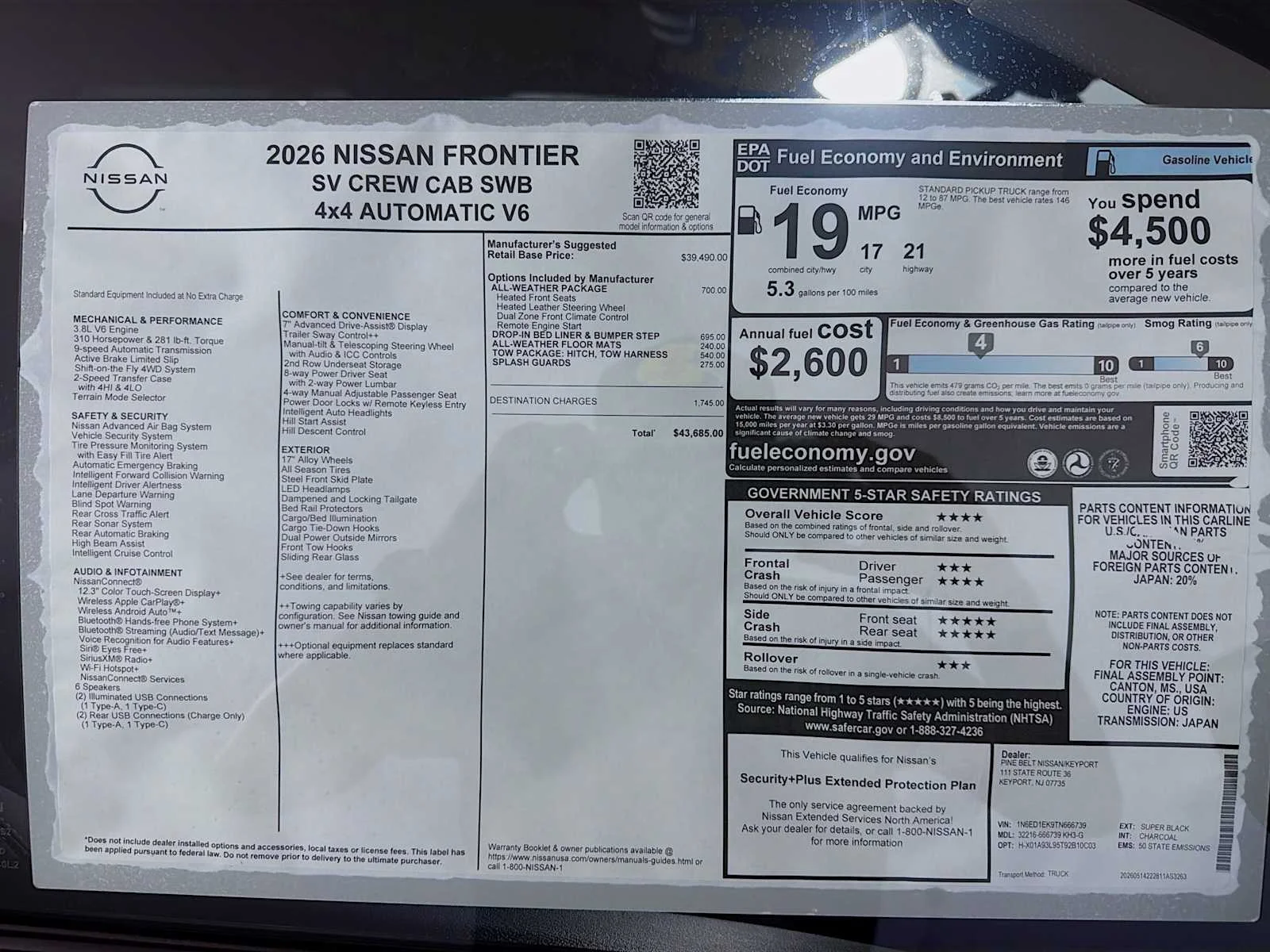 New 2026 Super Black Nissan Crew Cab SV image 6