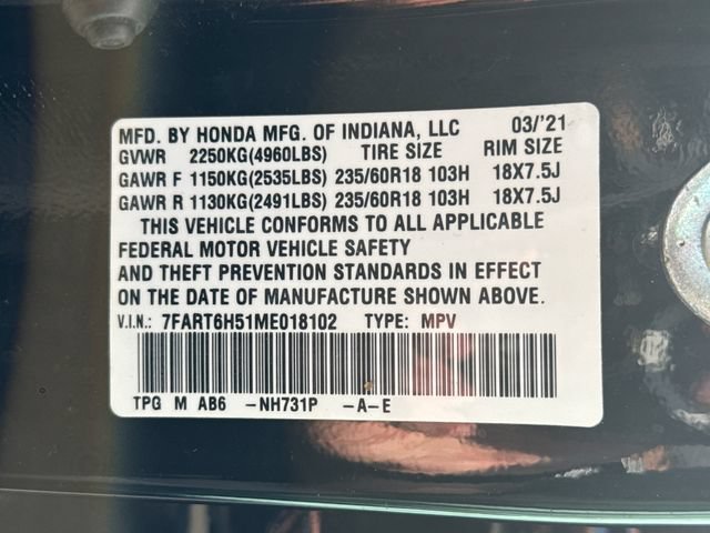 Used 2021 Crystal Black Pearl Honda EX image 18