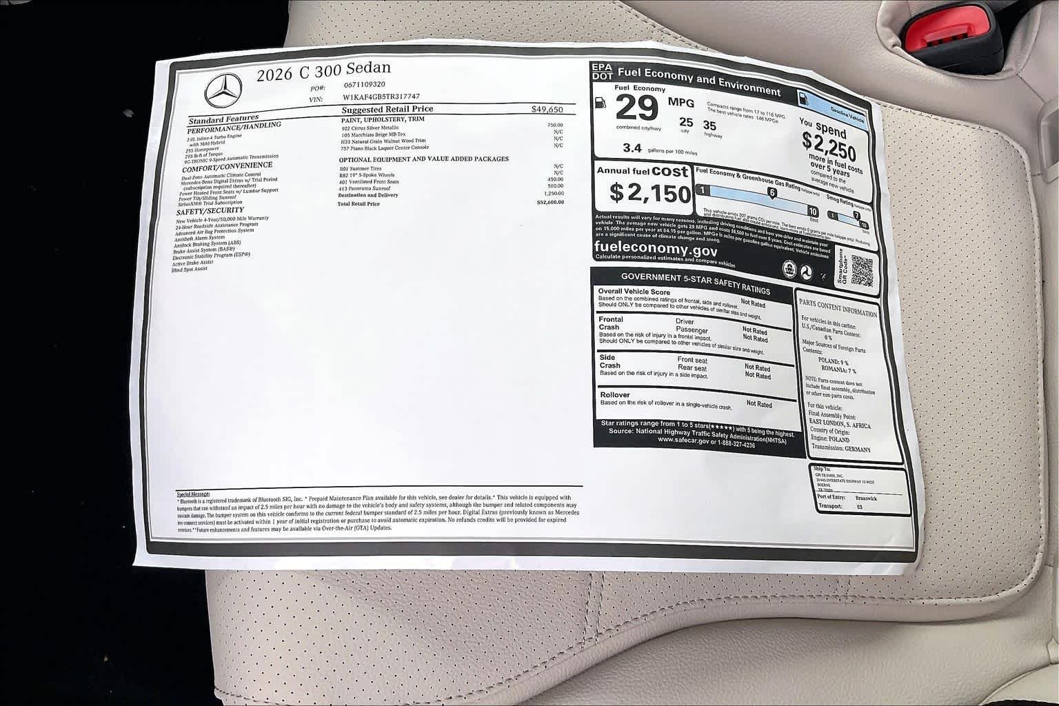 New 2026 Cirrus Silver Metallic Mercedes-Benz C 300 image 16