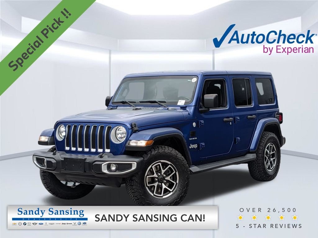 Used 2019 Blue Jeep Unlimited Sahara image 1