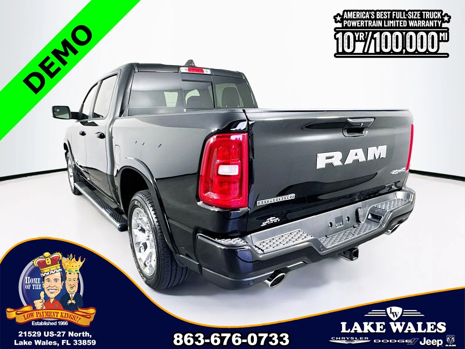 New 2026 Diamond Black Crystal Pearl-Coat Exterior Paint RAM Big Horn/Lone Star image 4