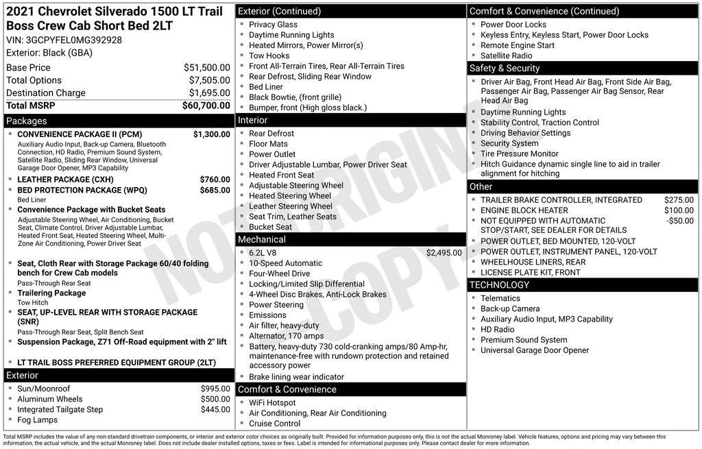 Used 2021 Black Chevrolet LT Trail Boss image 2