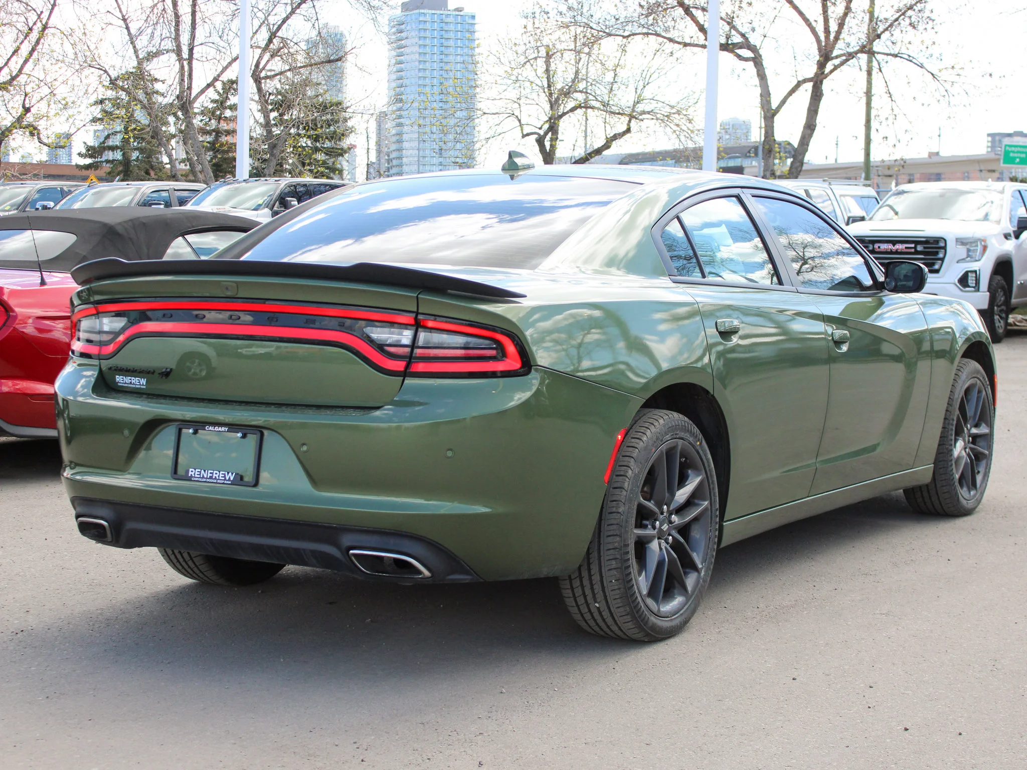 Certified Used 2021 Green Dodge SXT * 300HP V6 | Blacktop Package | Heated Seats | Navigation | F8 Green Metallic image 13