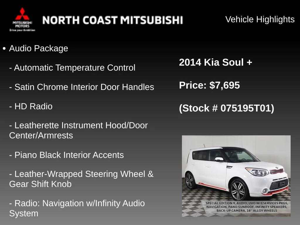 Used 2014 Kia Soul + with VIN KNDJP3A54E7075195 for sale in Bedford, OH