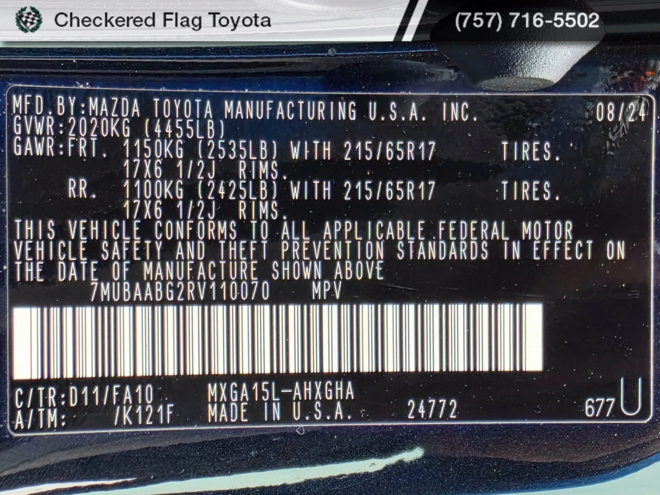 Used 2024 Jet Black Toyota LE image 21