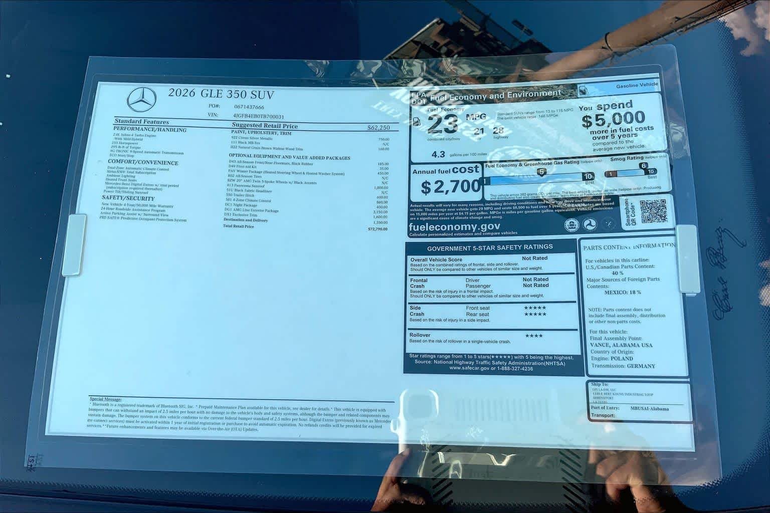 New 2026 Cirrus Silver Metallic Mercedes-Benz GLE 350 image 19