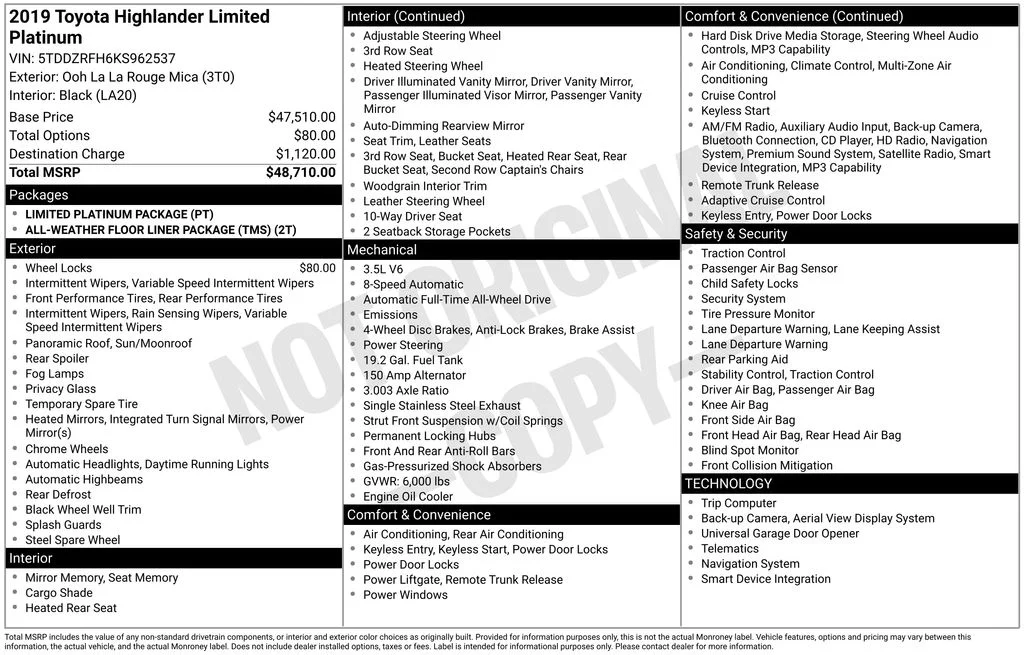 Used 2019 Red Toyota Limited Platinum image 17