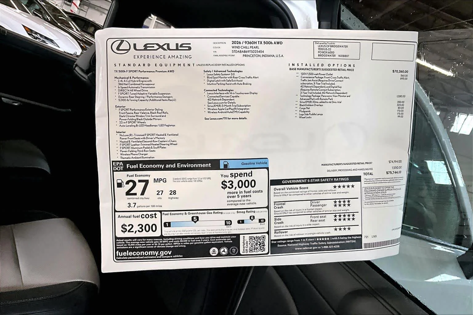 New 2026 Wind Chill Pearl Lexus F SPORT Performance Premium image 14