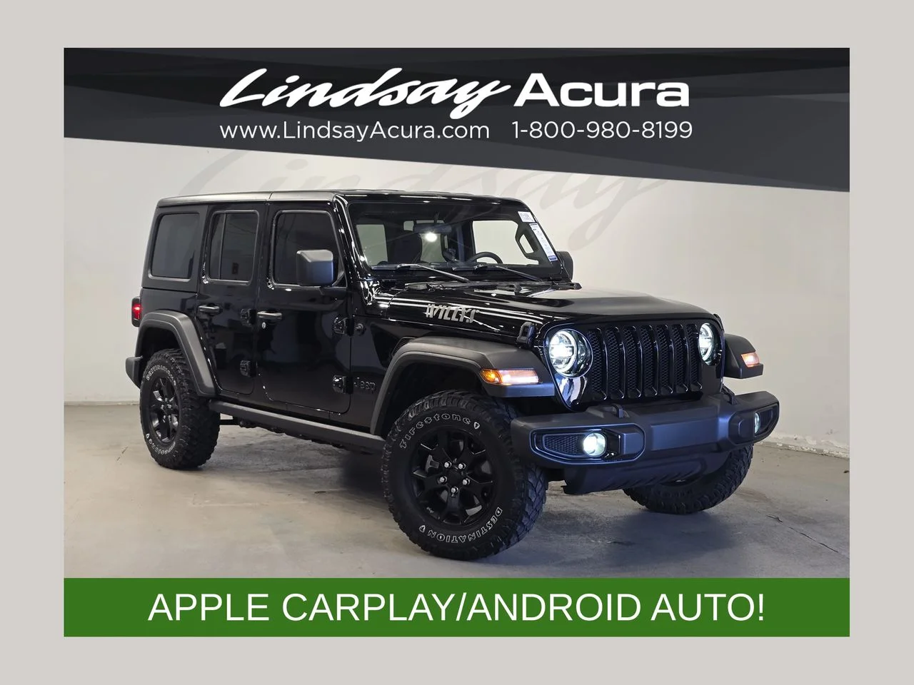 Used 2022 Black Clearcoat Jeep Unlimited Willys image 1