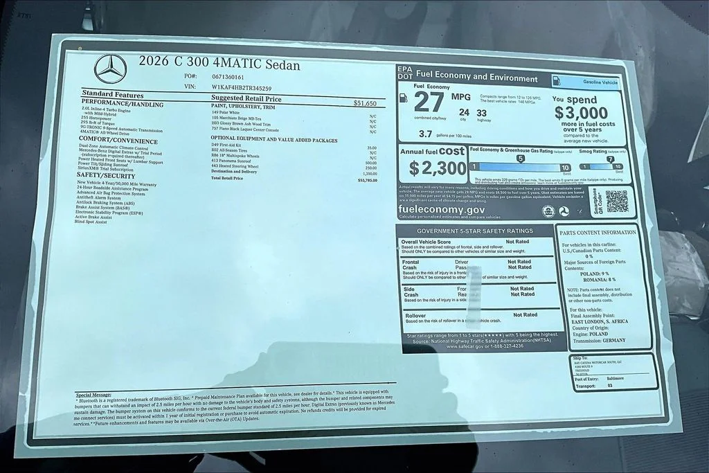 New 2026 White Mercedes-Benz C 300 image 13
