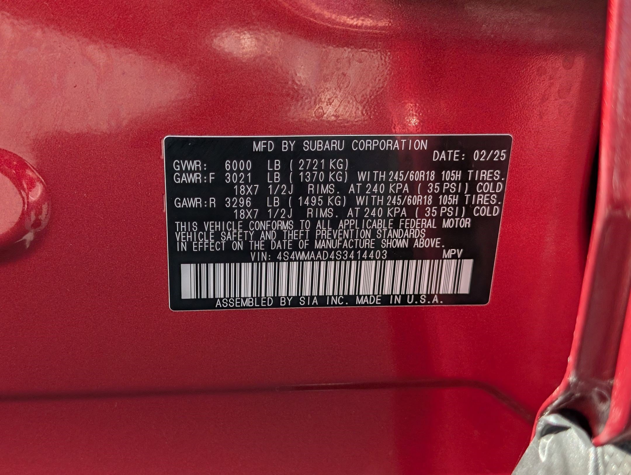 Certified Used 2025 Crimson Red Pearl Subaru Premium image 33