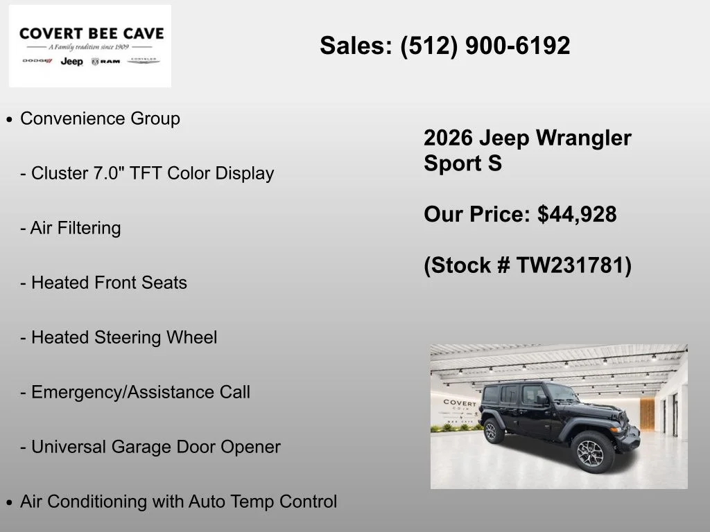 New 2026 Black Jeep Sport S image 25