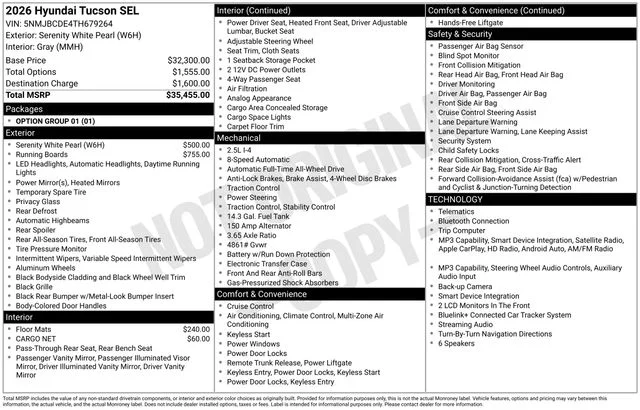 Used 2026 White Hyundai SEL image 2
