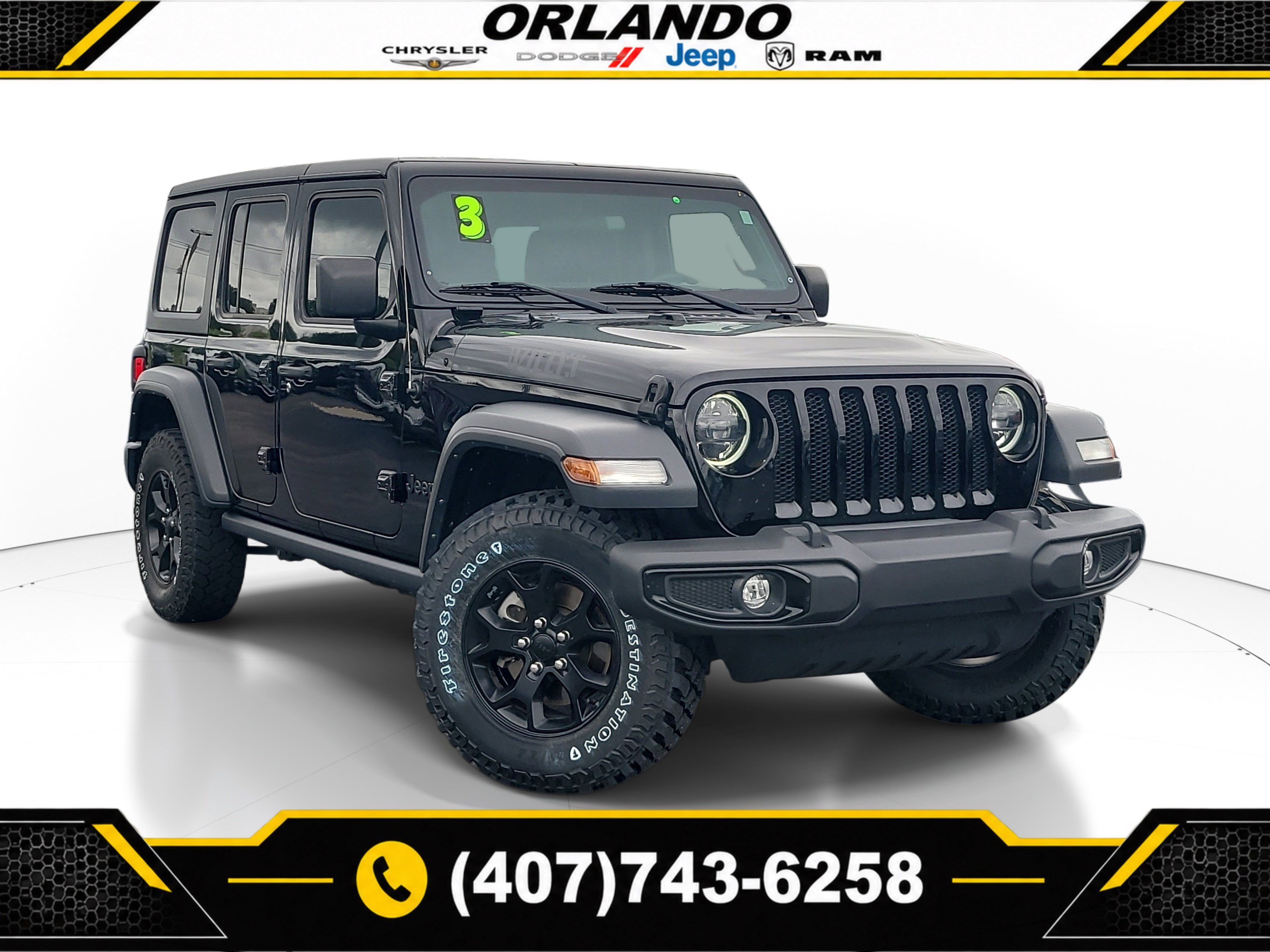 Used 2023 Black Clearcoat Jeep Willys image 1