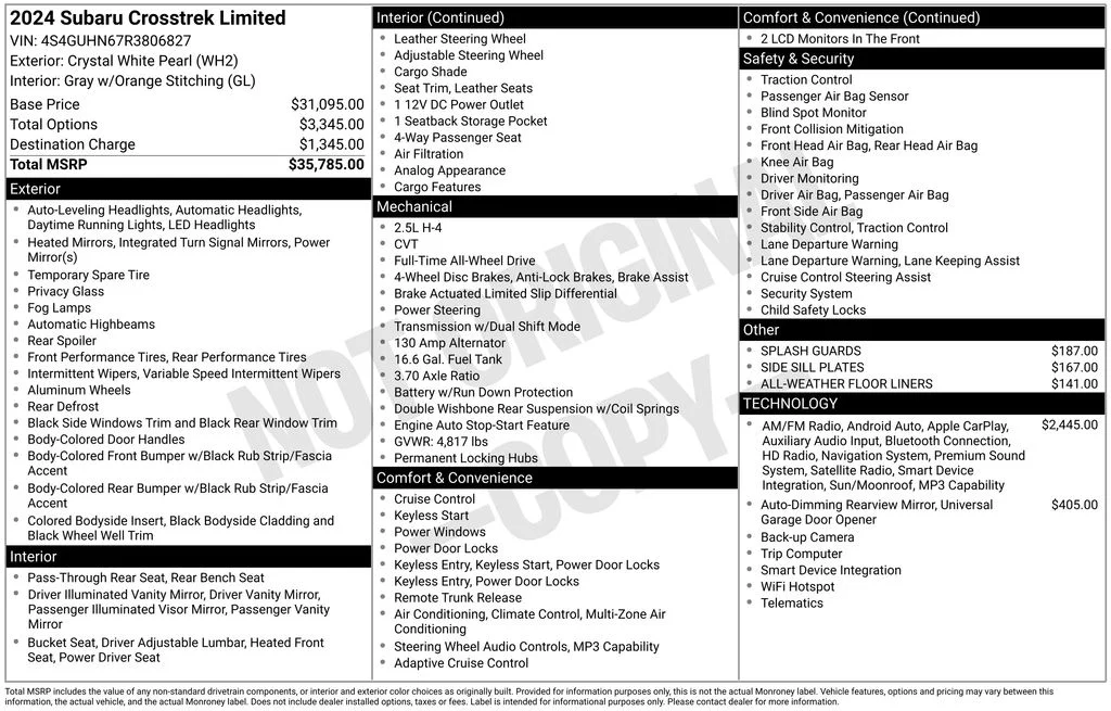 Used 2024 White Subaru Limited image 6