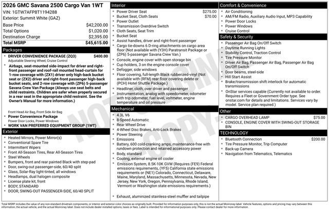 New 2026 Summit White GMC Work Van image 21
