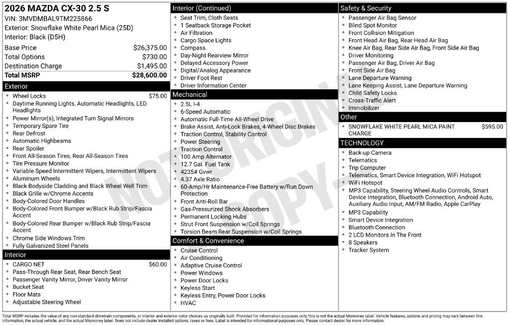 New 2026 Snowflake White Pearl Mazda 2.5 S image 2