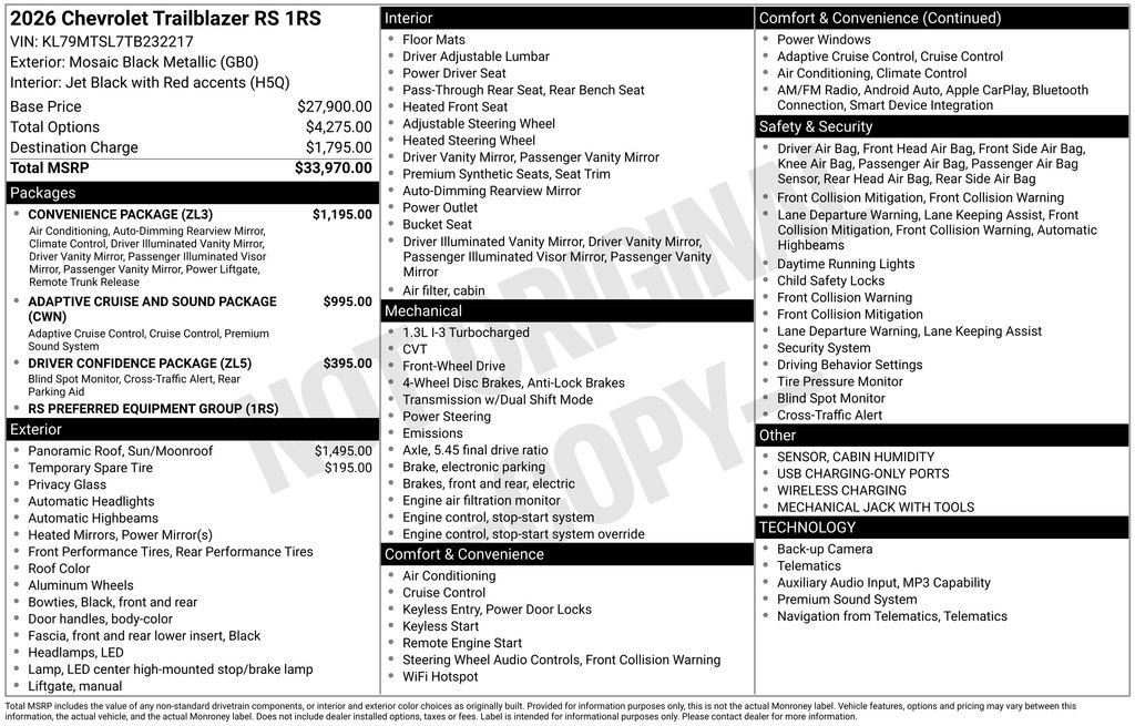 New 2026 Mosaic Black Metallic Chevrolet RS image 28