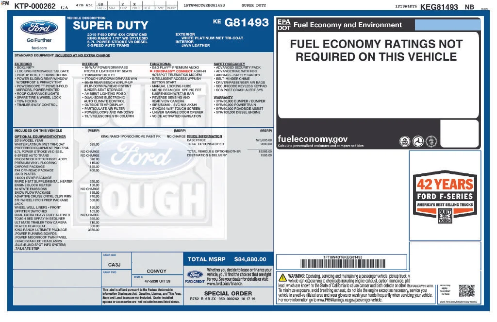 Certified Used 2019 White Platinum Clearcoat Metallic Ford King Ranch image 2