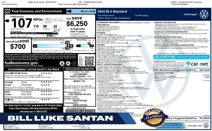 Certified Used 2024 White Volkswagen Standard image 1