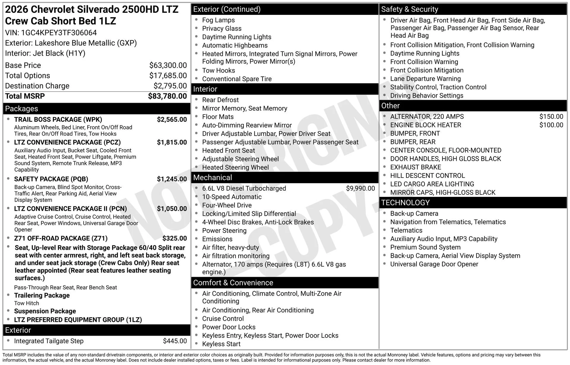 New 2026 Lakeshore Blue Metallic Chevrolet LTZ image 3
