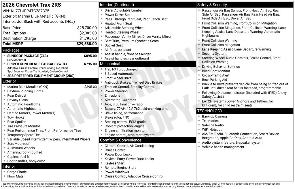 New 2026 Marina Blue Metallic Chevrolet 2RS image 5
