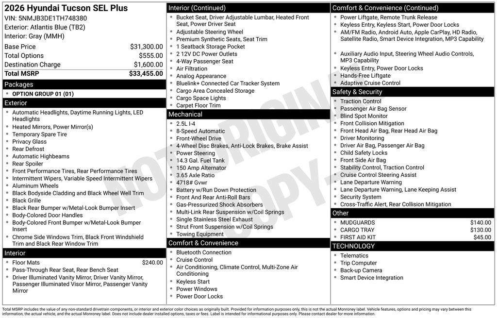 New 2026 Blue Hyundai SEL Plus FWD image 2