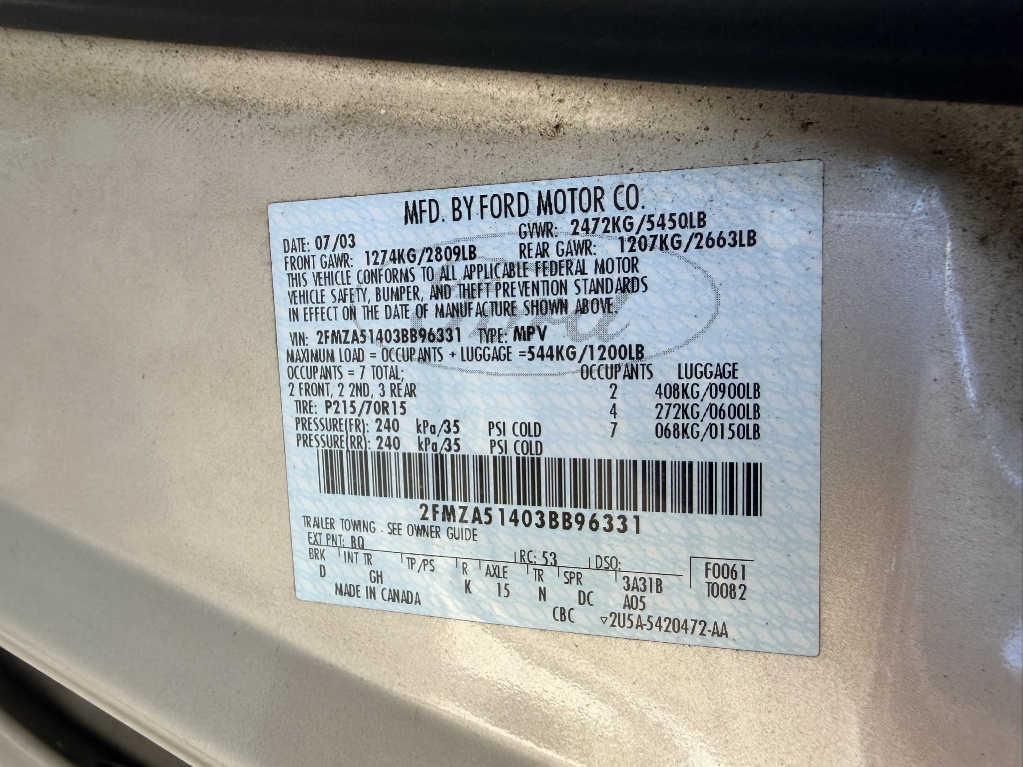 Used 2003 Silver Frost Clearcoat Metallic Ford LX image 21