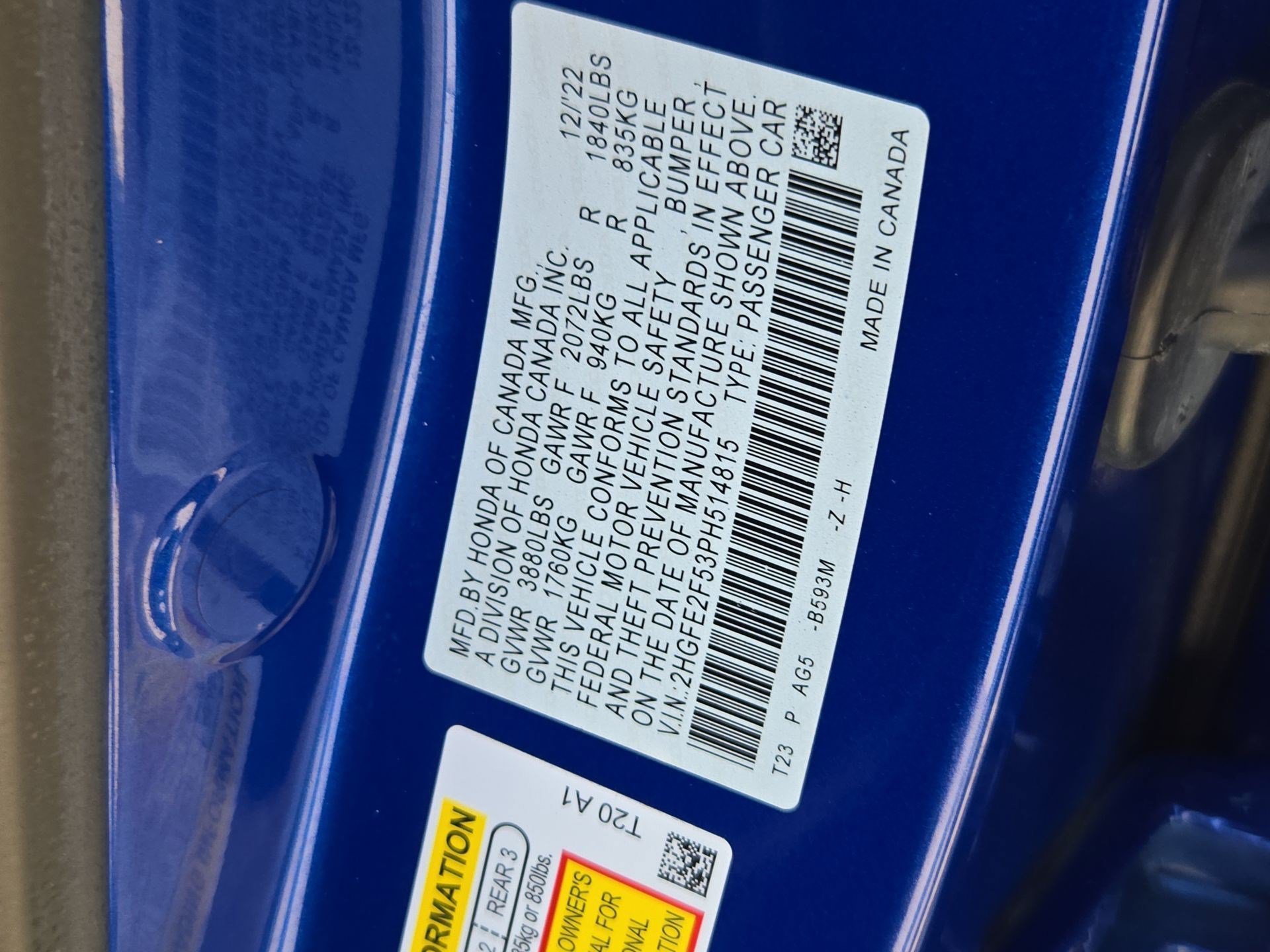 Certified Used 2023 Blue Honda Sport image 32