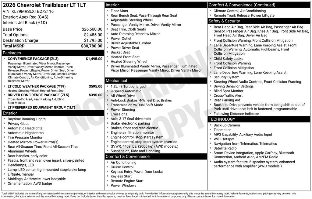 New 2026 Apex Red Chevrolet LT image 20