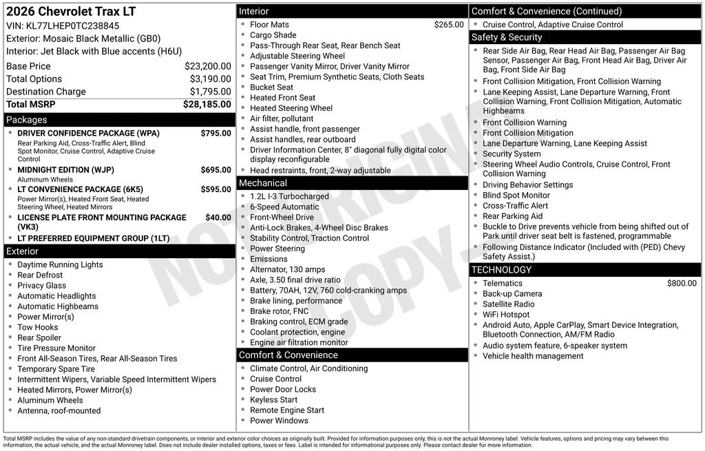 New 2026 Black Chevrolet LT image 6