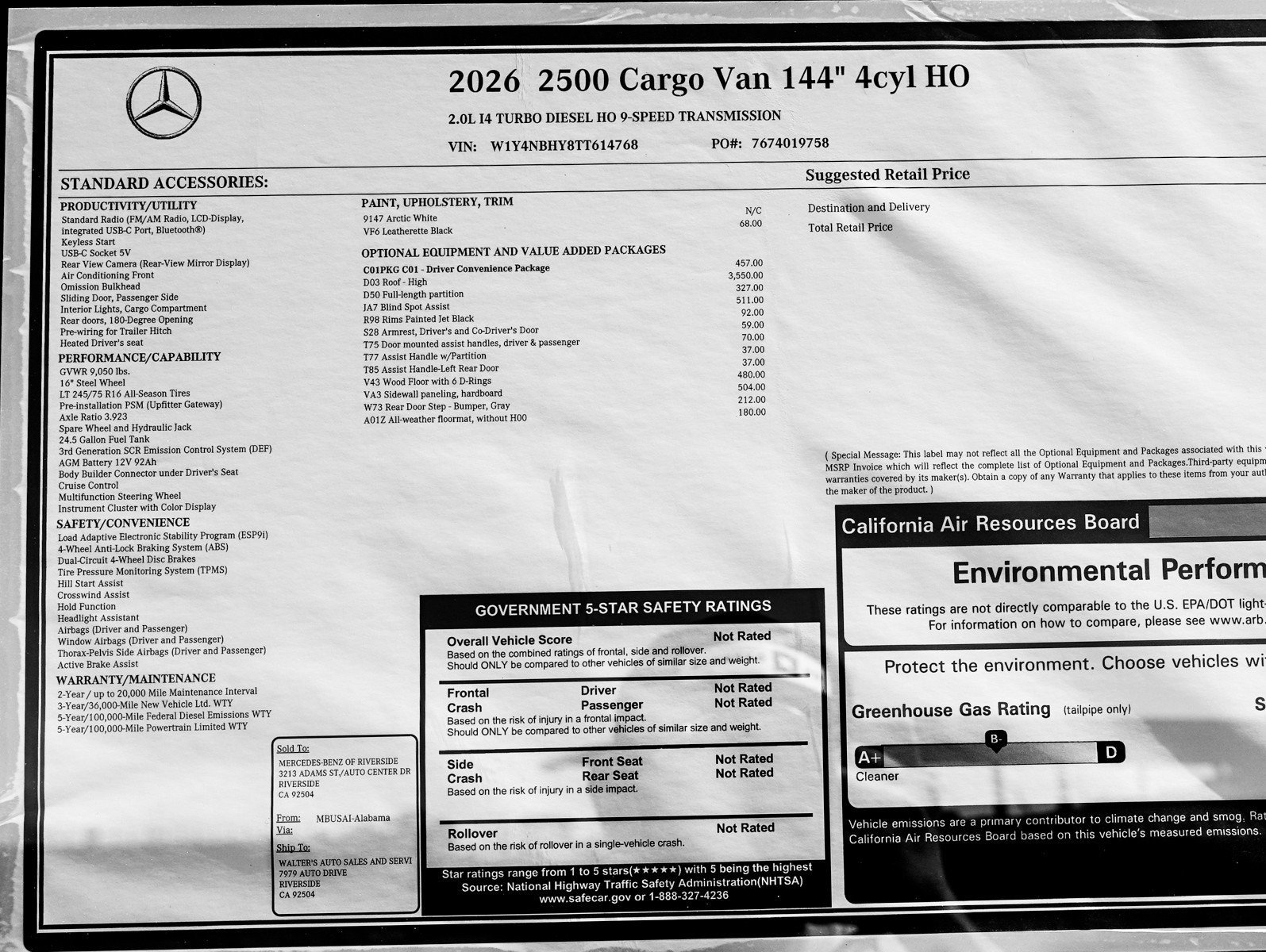 New 2026 Arctic White Mercedes-Benz 2500 High Roof I4 Diesel HO 144 RWD image 22