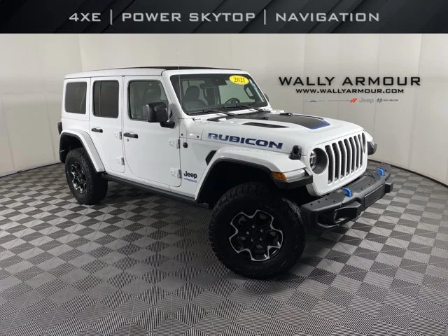 Used 2021 White Jeep Unlimited Rubicon 4xe image 1