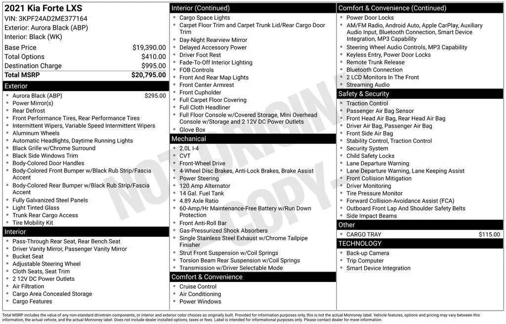 Used 2021 Black Kia LXS image 2