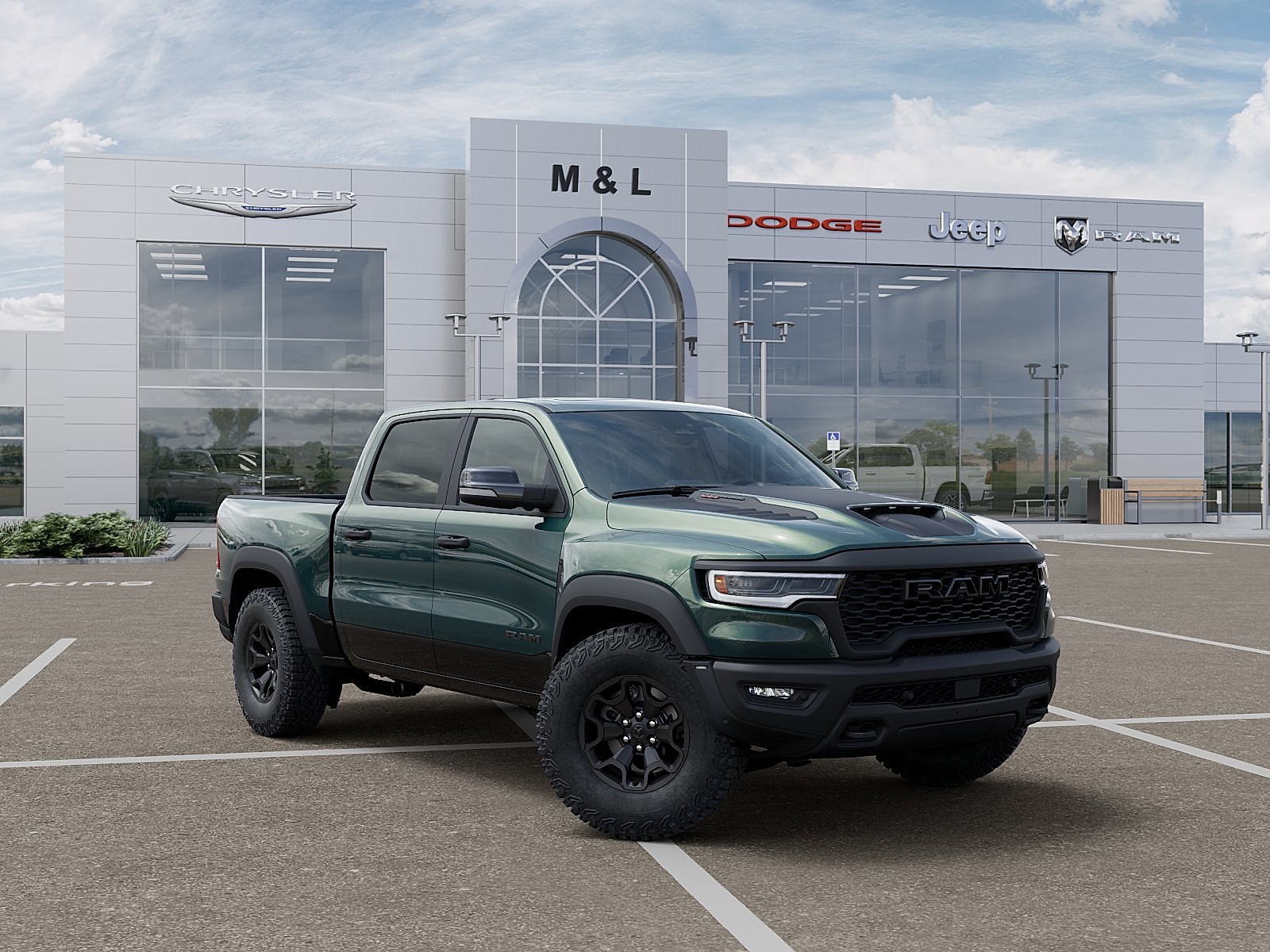 New 2026 Serrano-Green Metallic Exterior Paint RAM RHO Crew Cab 4x4 5