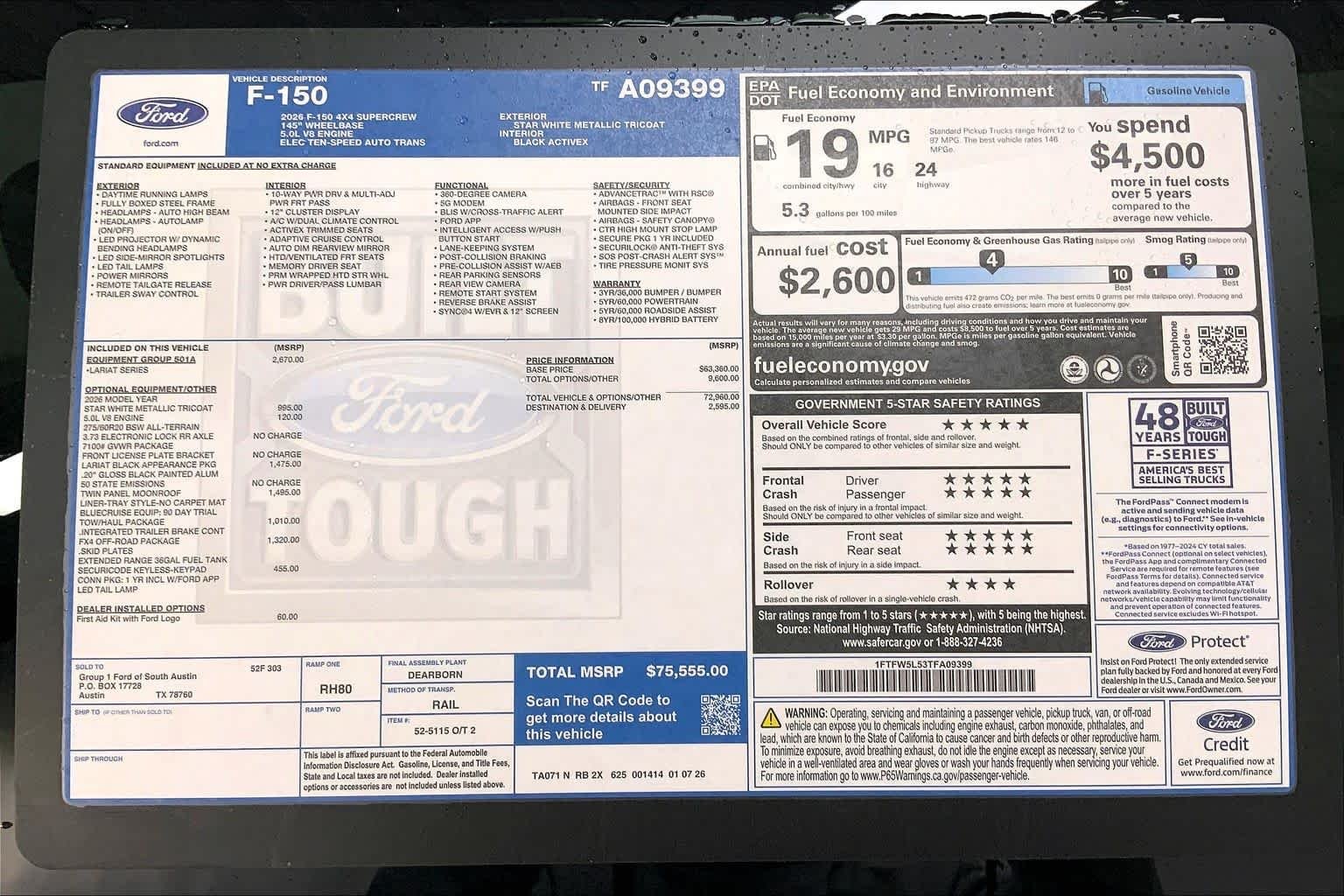 New 2026 Star White Metallic Tri-Coat Ford Lariat® image 21