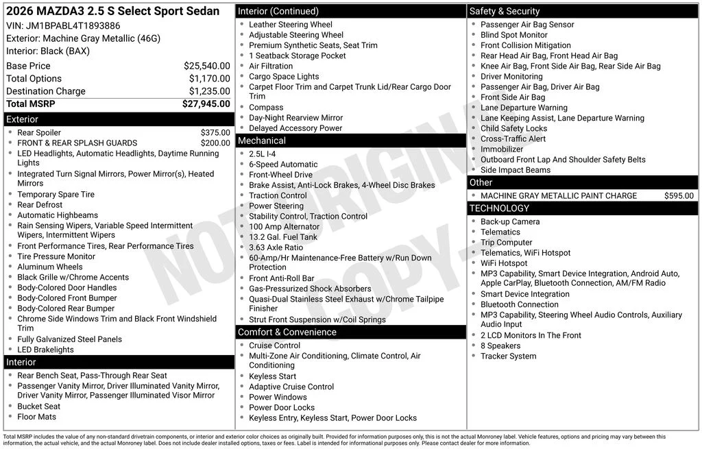 New 2026 Gray Mazda 2.5 S Select Sport image 3