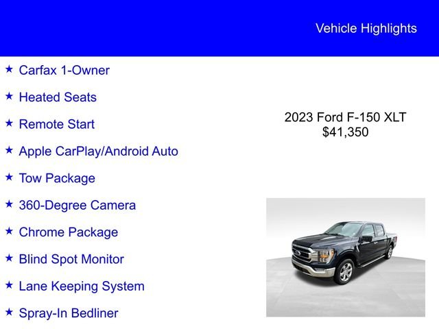 Certified Used 2023 Blue Metallic Ford XLT image 2