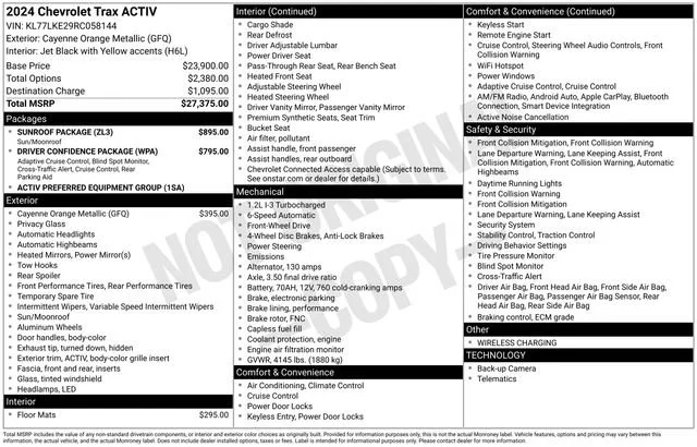 Used 2024 Cayenne Orange Metallic Chevrolet ACTIV image 5